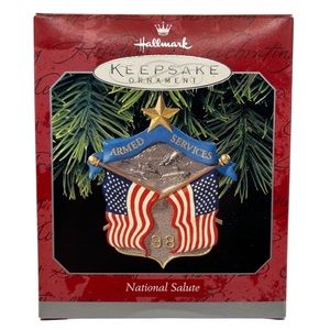 NEW Vintage Hallmark Ornament Armed Services “National Salute” 1998